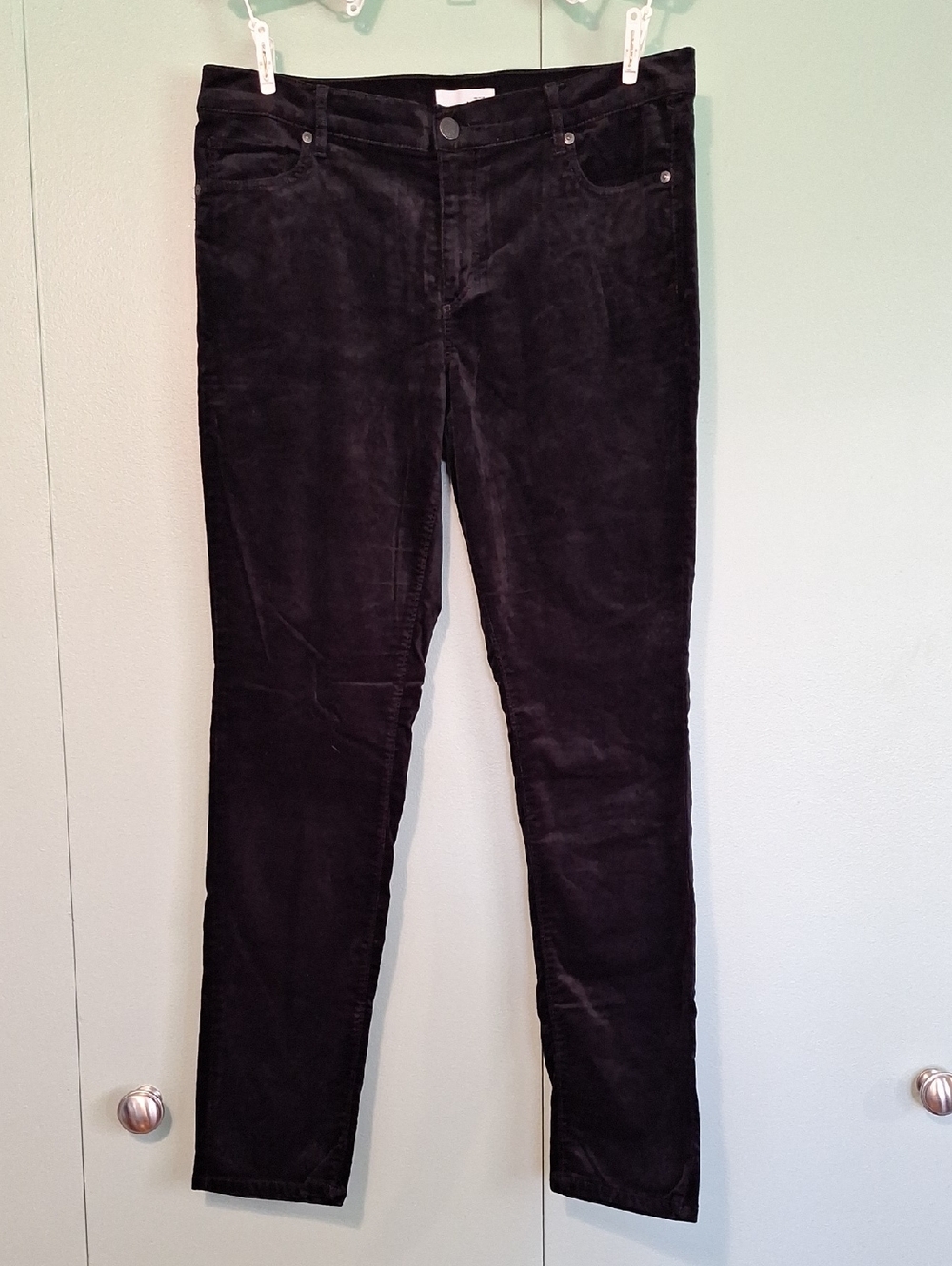 Loft Black Soft Crushed Velvet Modern Skinny Pant Size 30